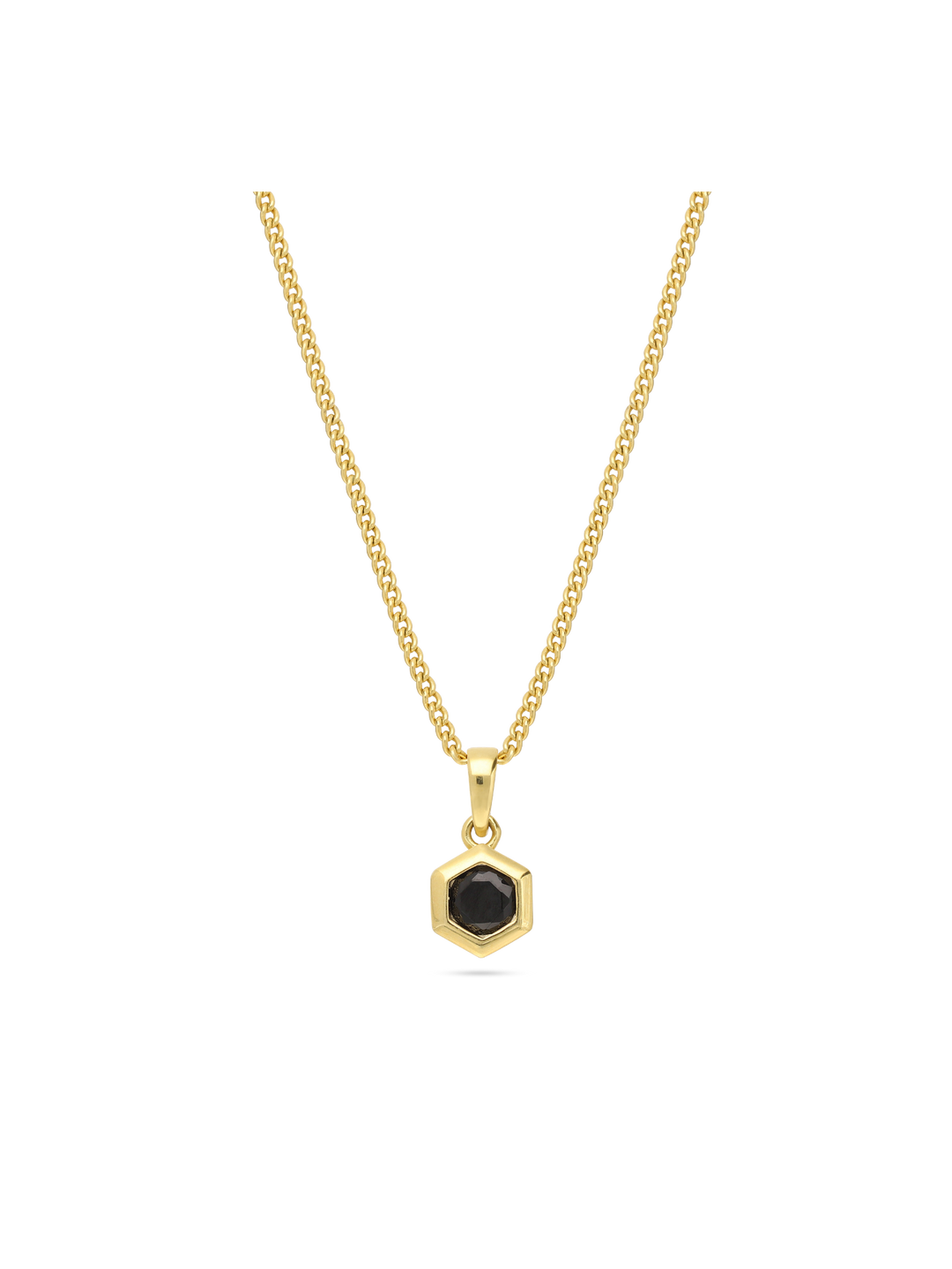 Fio com pendente banhado a ouro com zircónia preta
