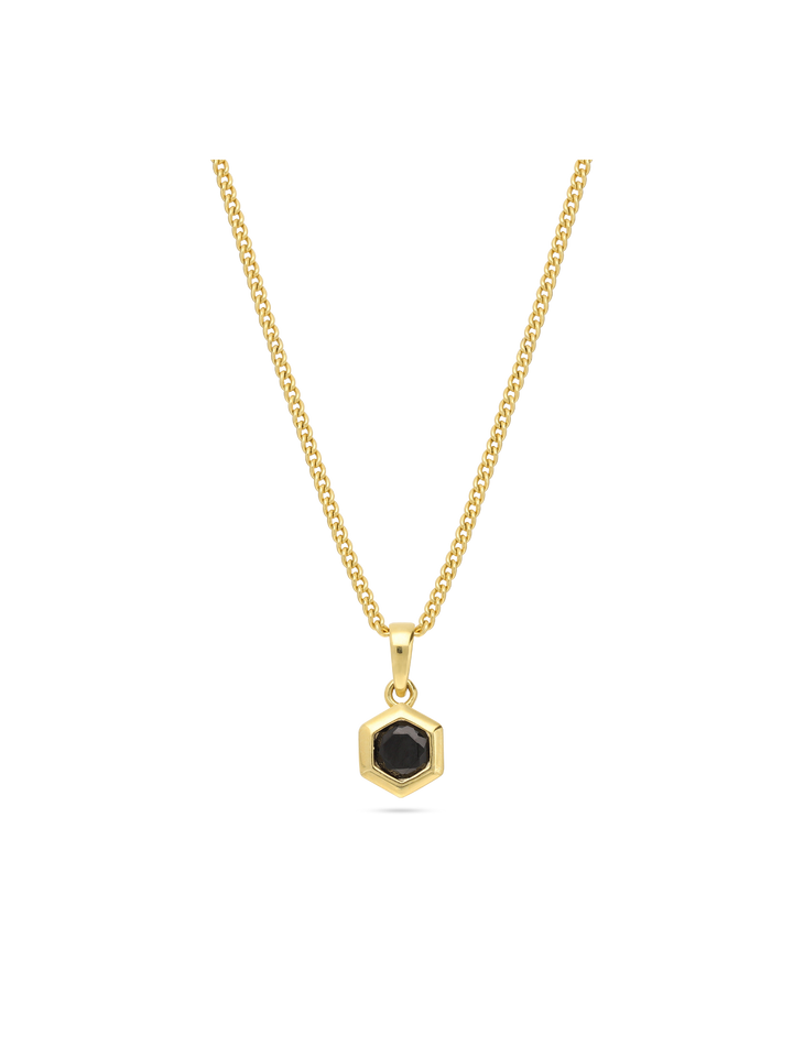 Fio com pendente banhado a ouro com zircónia preta