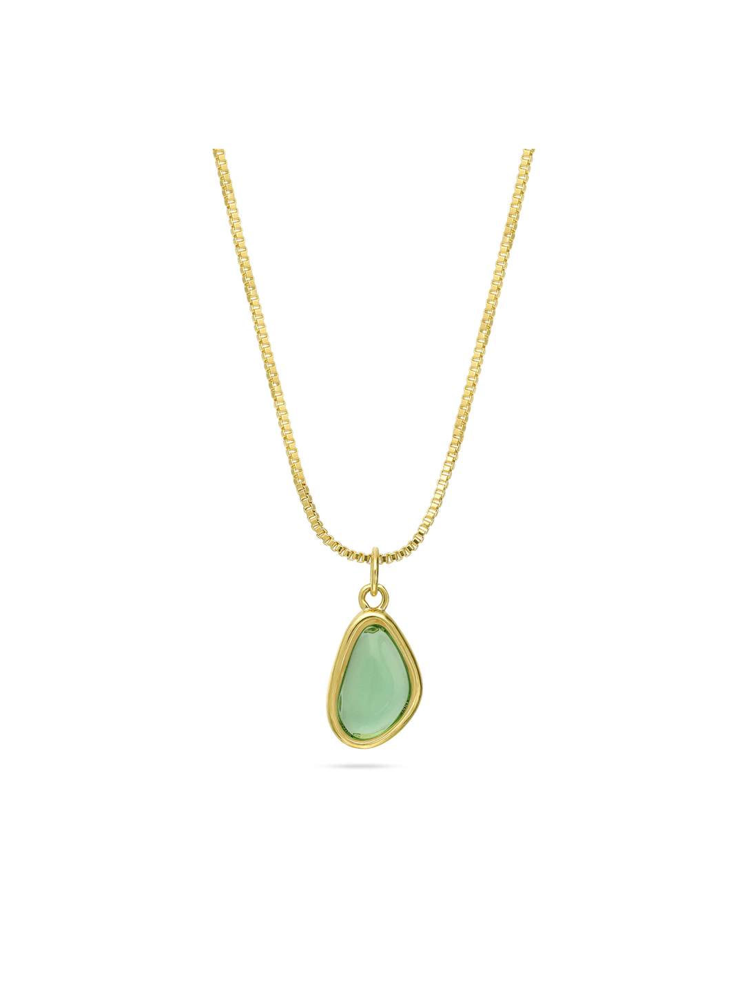 Fio com pendente banhado a ouro com vidro cristal verde