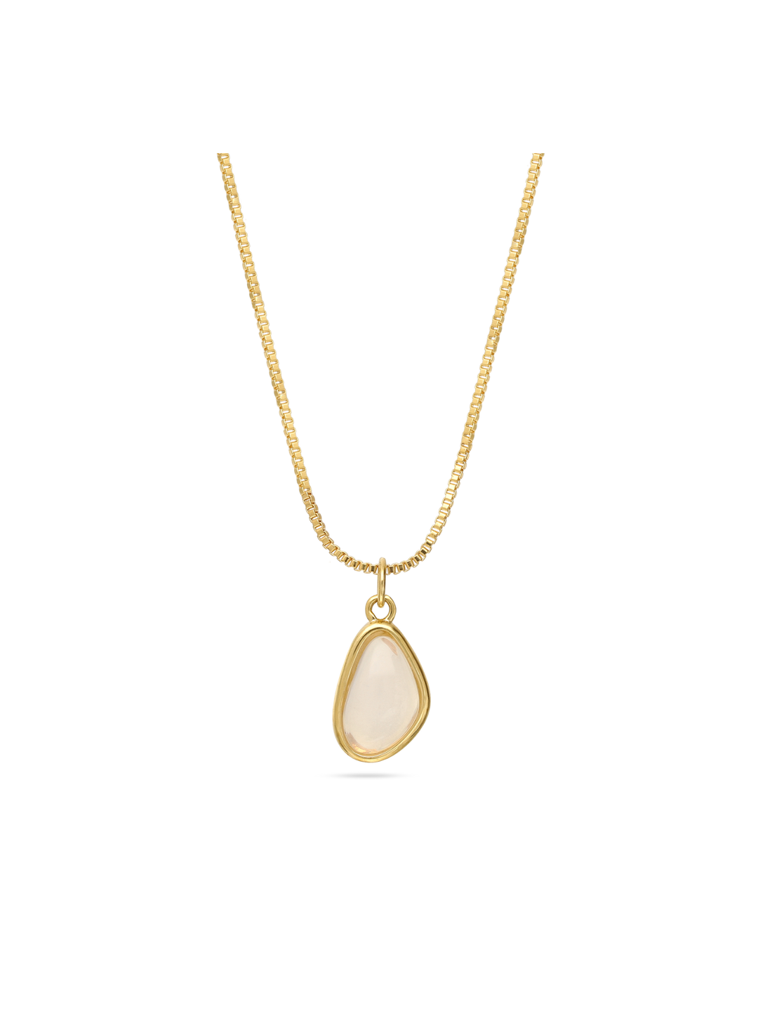 Fio com pendente banhado a ouro com opalite branca