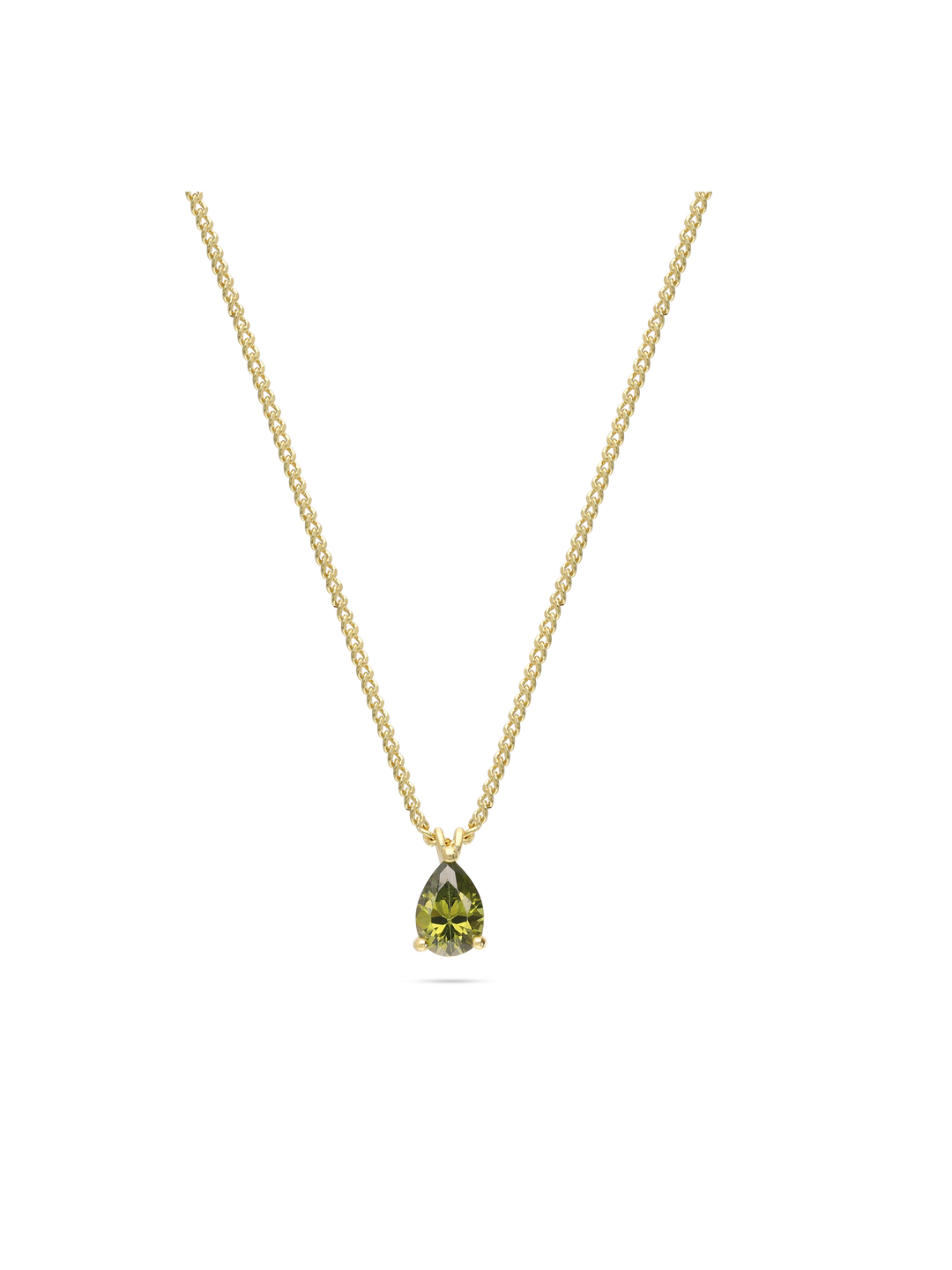 Fio com pendente banhado a ouro com zircónia verde