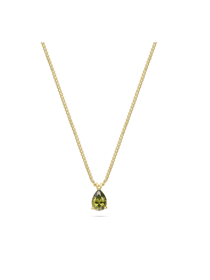 Fio com pendente banhado a ouro com zircónia verde