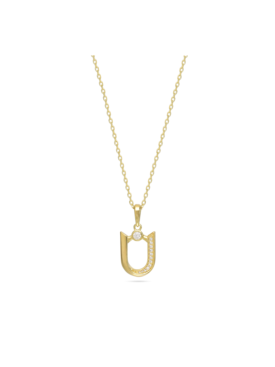 Fio com pendente banhado a ouro com zircónia
