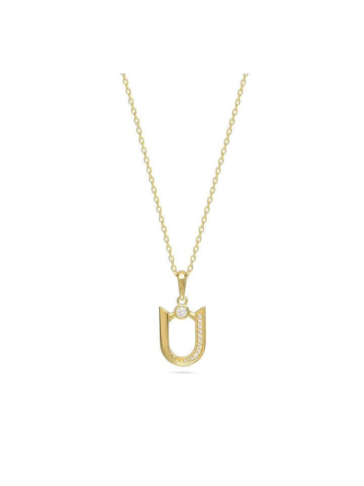 Fio com pendente banhado a ouro com zircónia