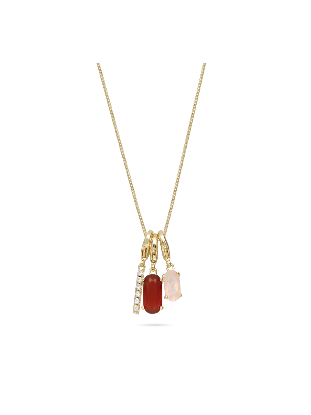 Fio com pendente banhado a ouro com zircónia, ágata e pedra de lua