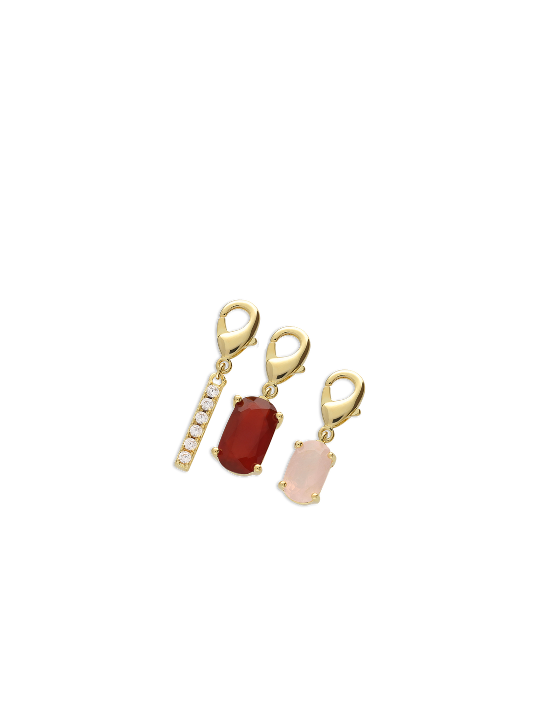 Fio com pendente banhado a ouro com zircónia, ágata e pedra de lua