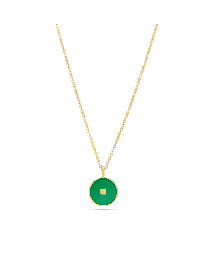 Fio com pendente banhado a ouro com Aventurina - Sorte e Prosperidade