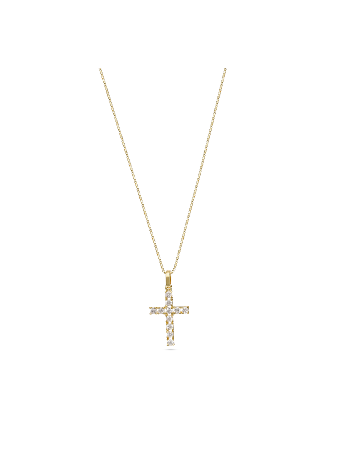 Fio com pendente banhado a ouro com zircónia