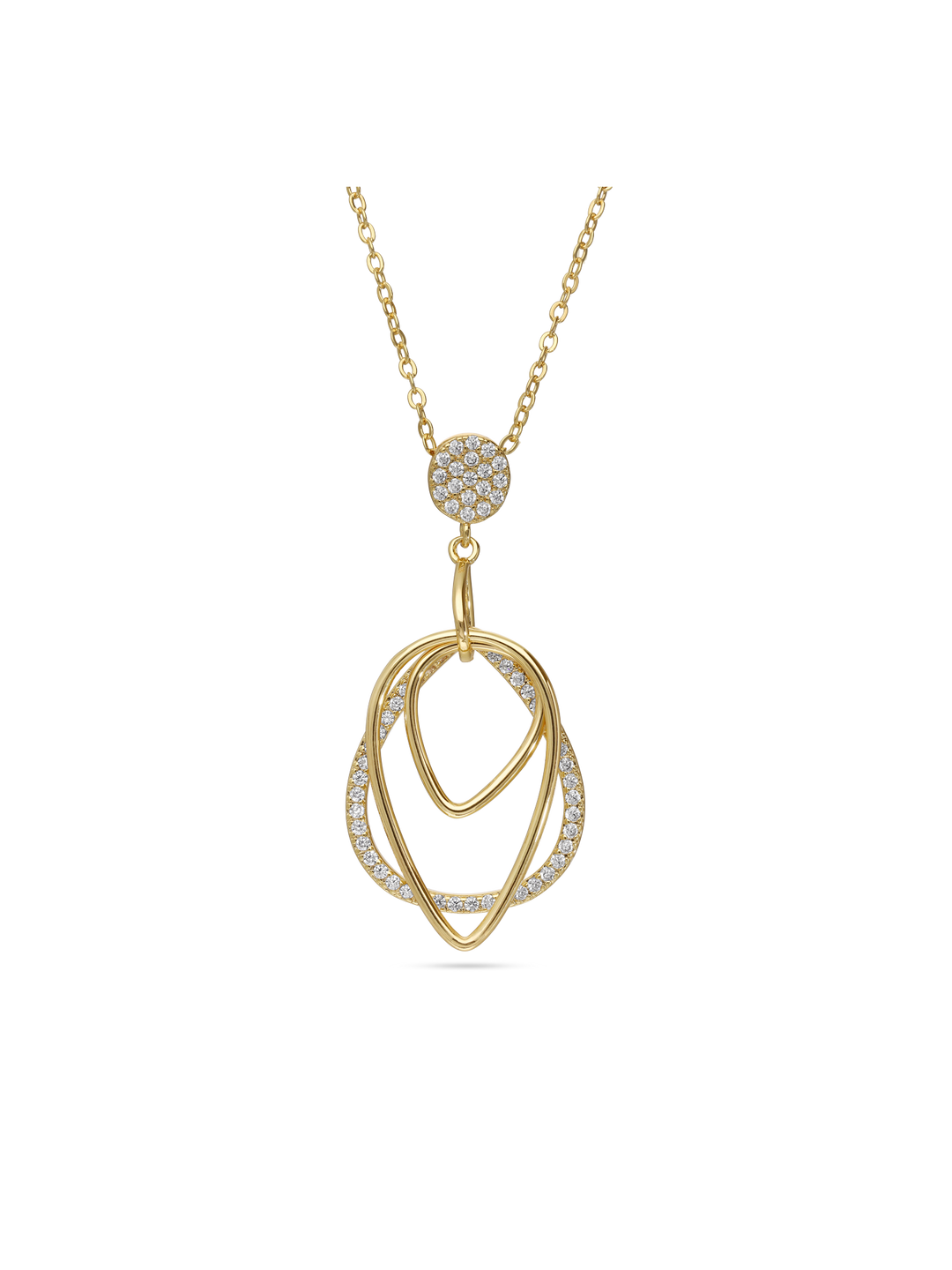 Fio com pendente banhado a ouro com zircónias