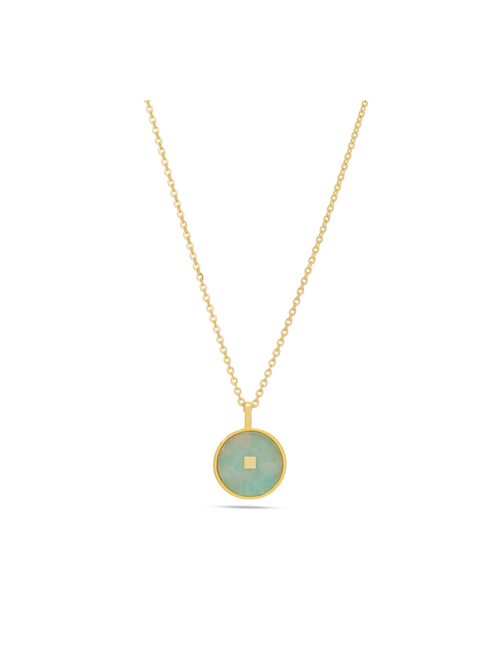 Fio com pendente banhado a ouro com Amazonite - Calma e Harmonia
