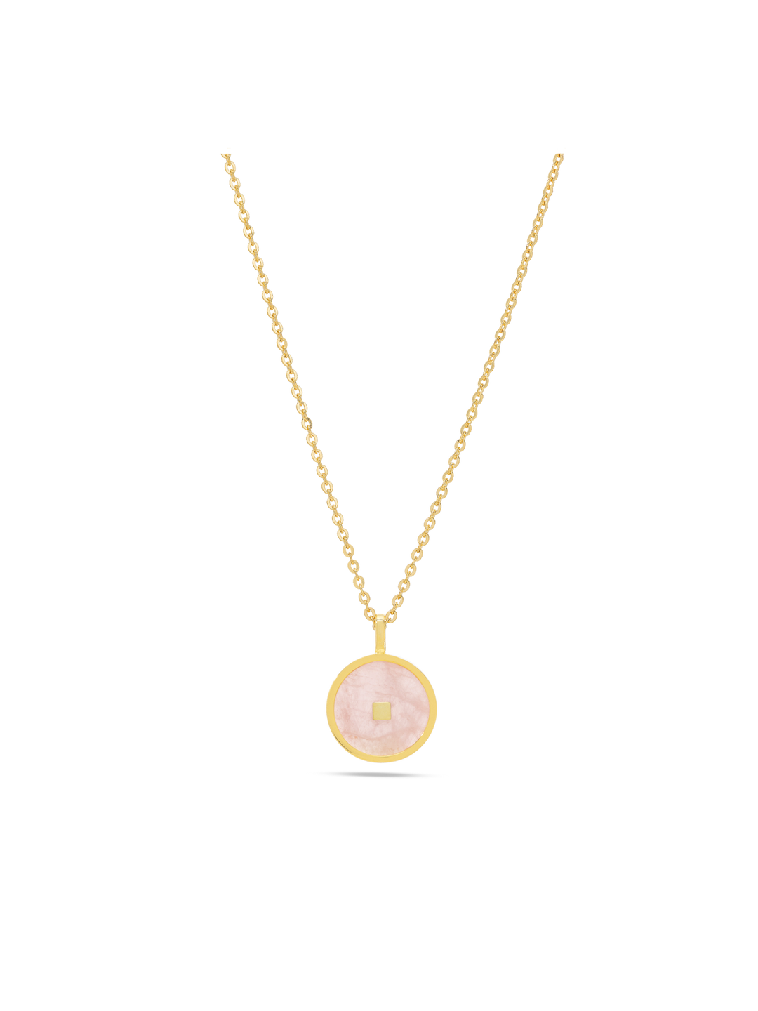 Fio com pendente banhado a ouro com Quartzo Rosa - Amor e Equilíbrio