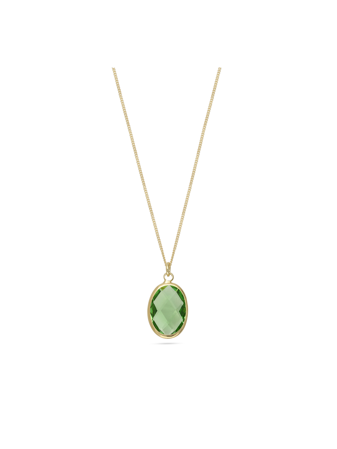 Fio com pendente banhado a ouro com cristal verde