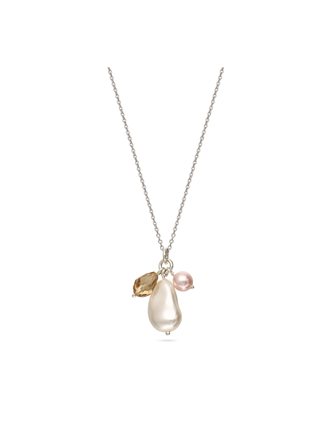 Fio com pendente em prata 925 com pérolas e cristais Swarovski coloridos