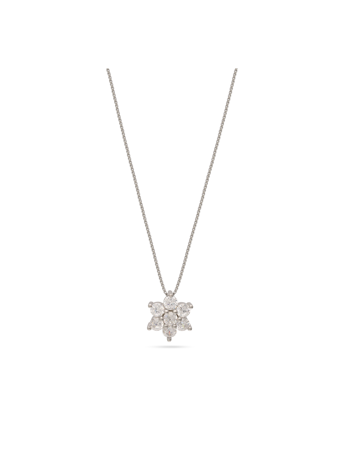 Fio com pendente flor em prata 925 com zircónia