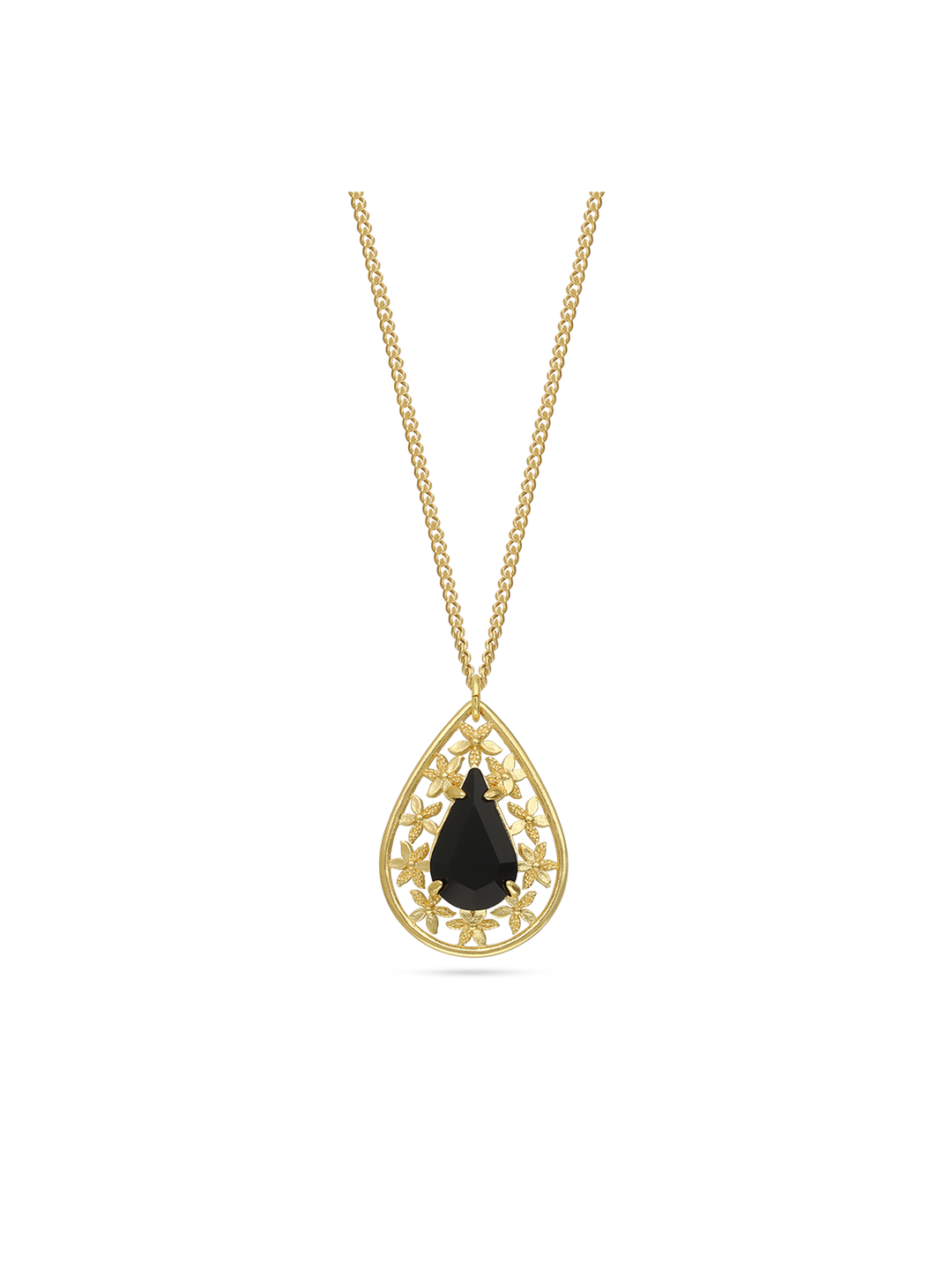 Fio com pendente banhado a ouro com vidro cristal