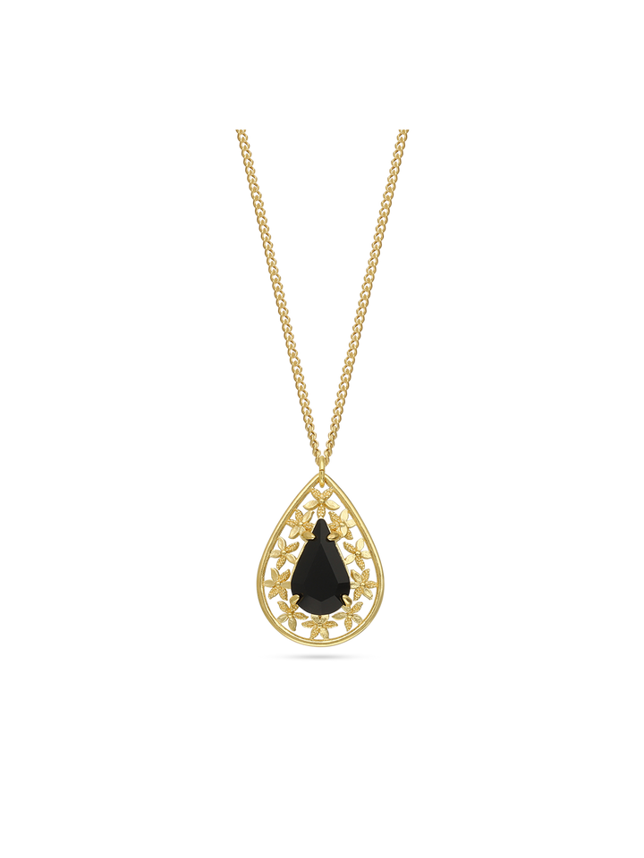 Fio com pendente banhado a ouro com vidro cristal