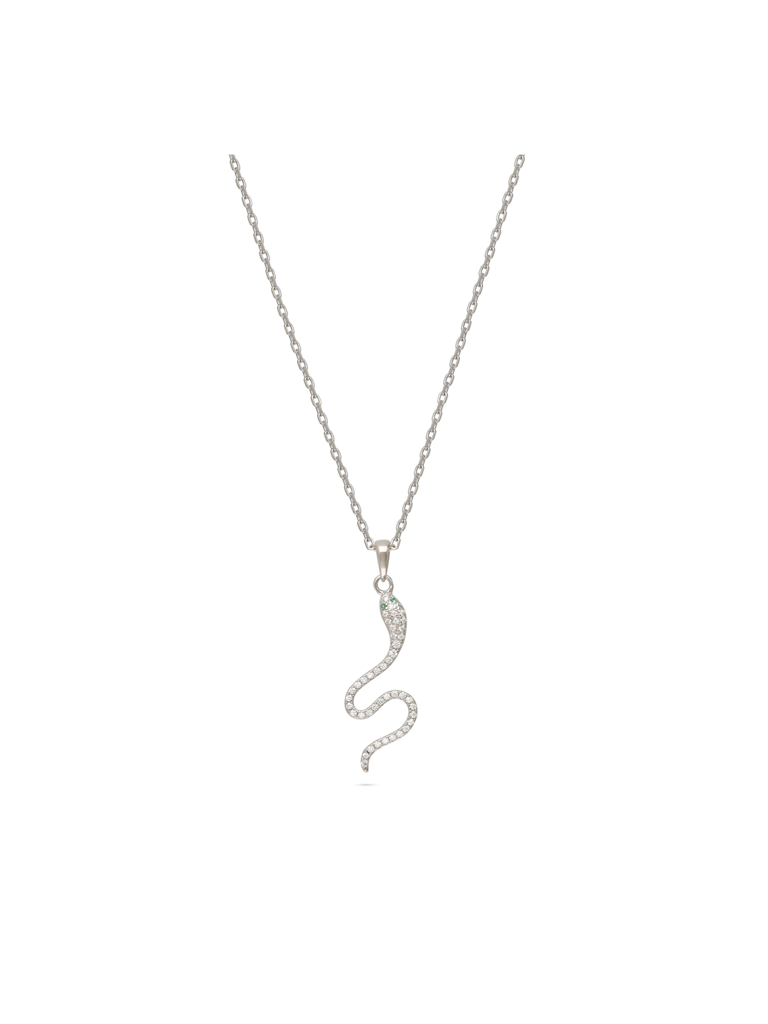 Fio com pendente cobra em prata 925 com zircónia