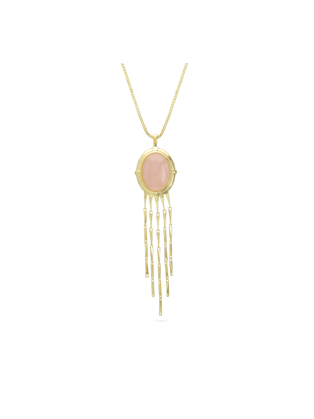 Fio com pendente vintage banhado a ouro com quartzo rosa