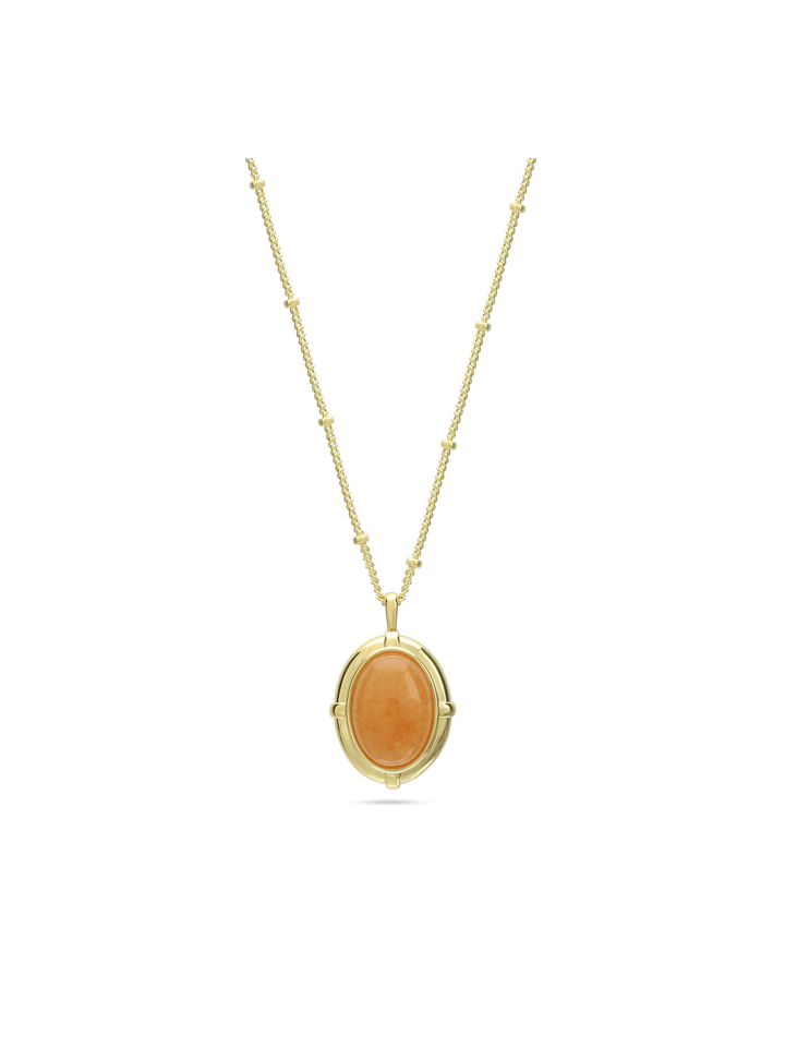 Fio com pendente vintage banhado a ouro com aventurina laranja