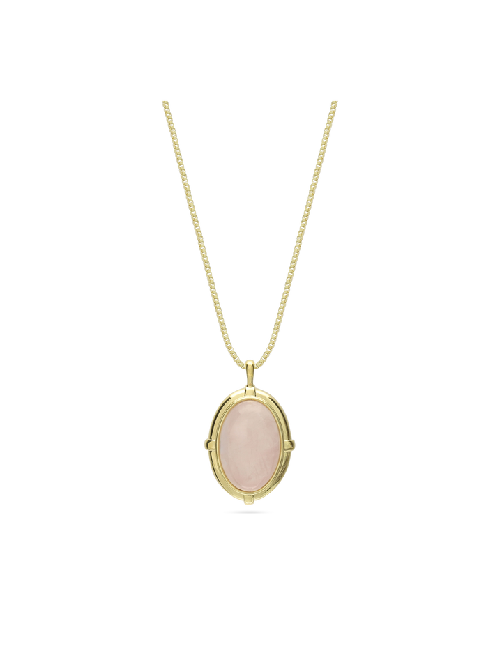 Fio com pendente vintage banhado a ouro com quartzo rosa