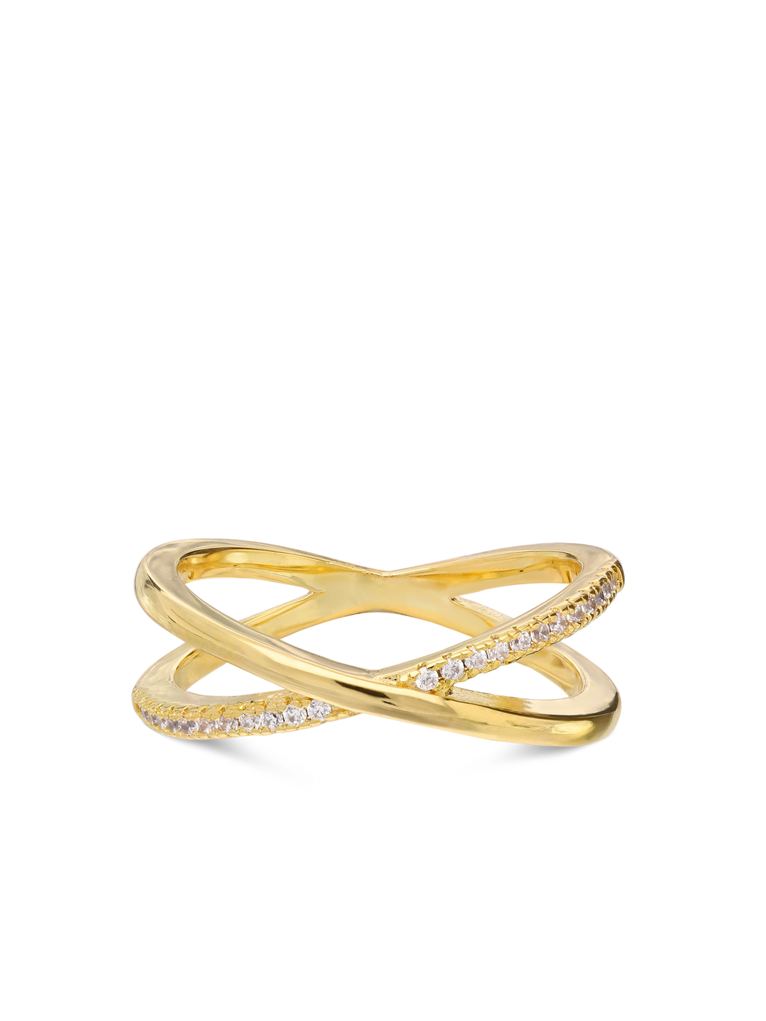 Anel banhado a ouro com zircónias