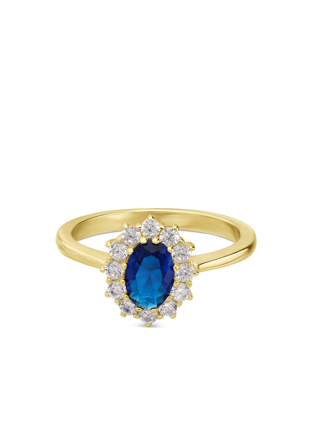 Anel delicado banhado a ouro com zircónia azul