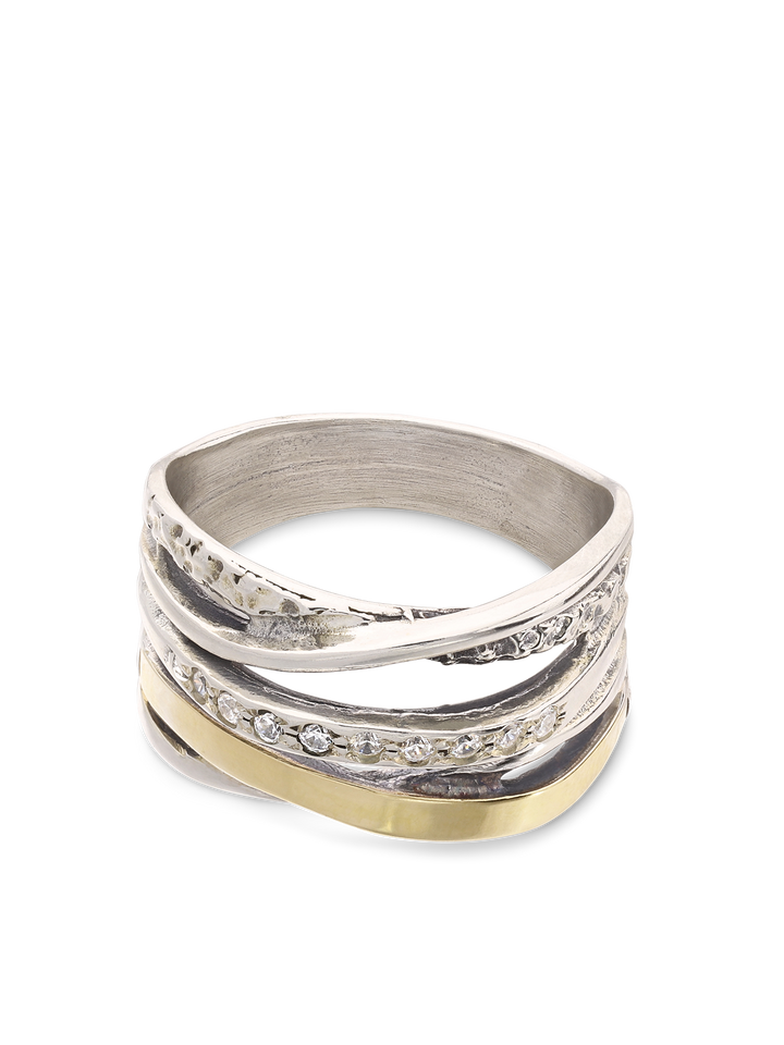 Anel delicado em prata 925 com ouro 9K