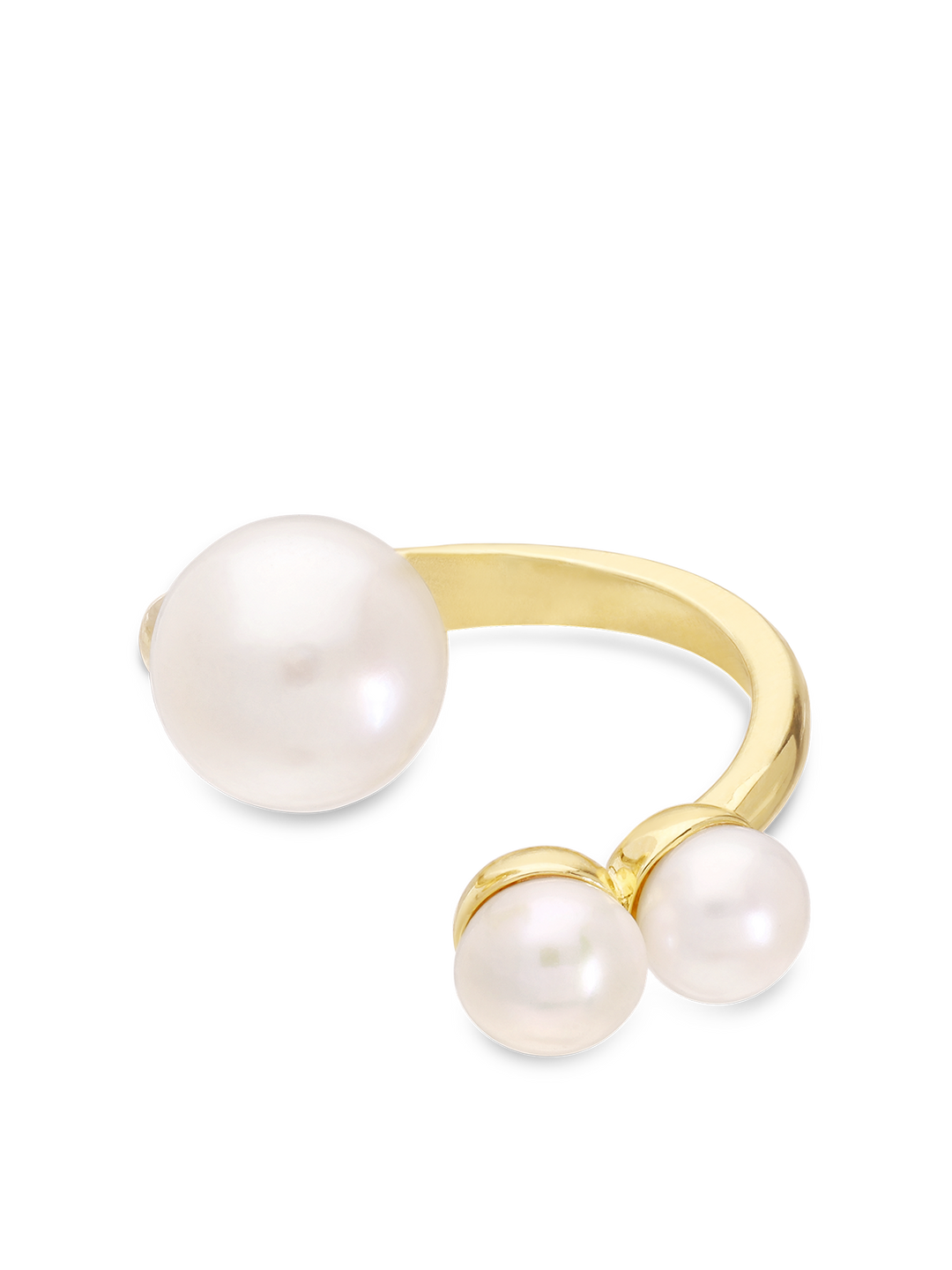 Anel delicado banhado a ouro com pérolas