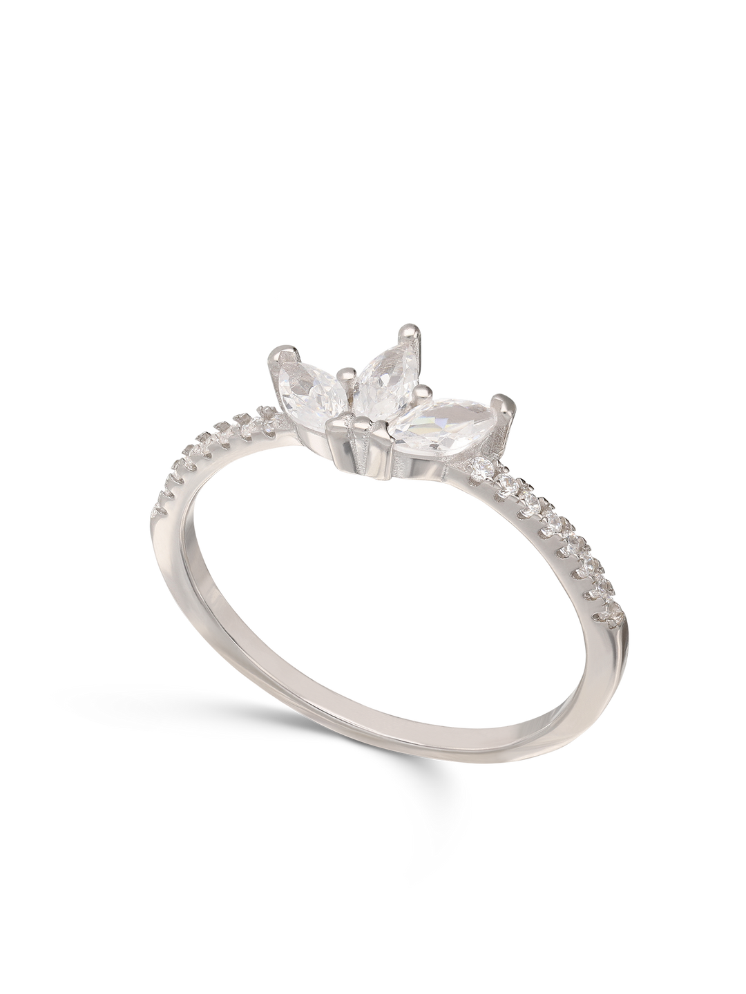 Anel flor em prata 925 com zircónias