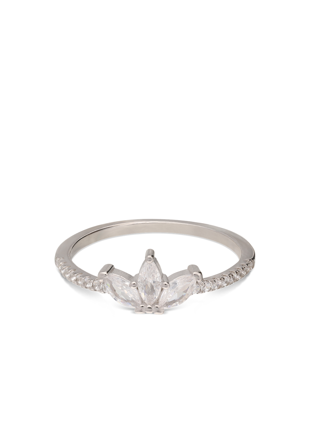 Anel flor em prata 925 com zircónias