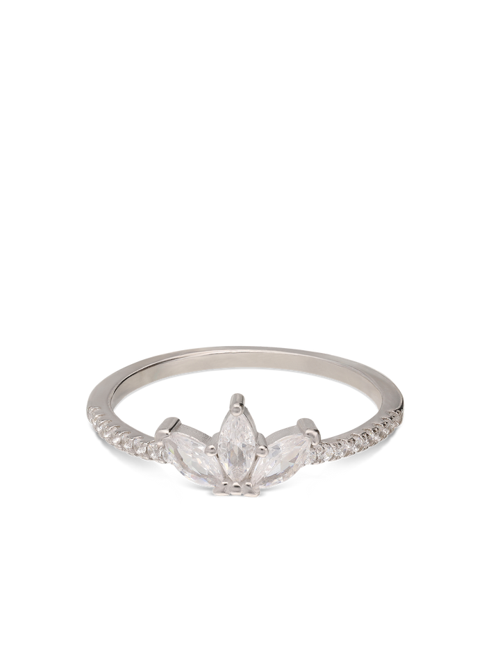 Anel flor em prata 925 com zircónias