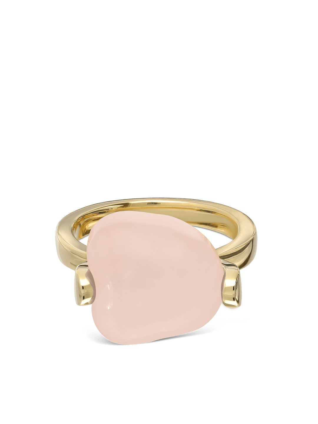 Anel grande banhado a ouro com quartzo rosa