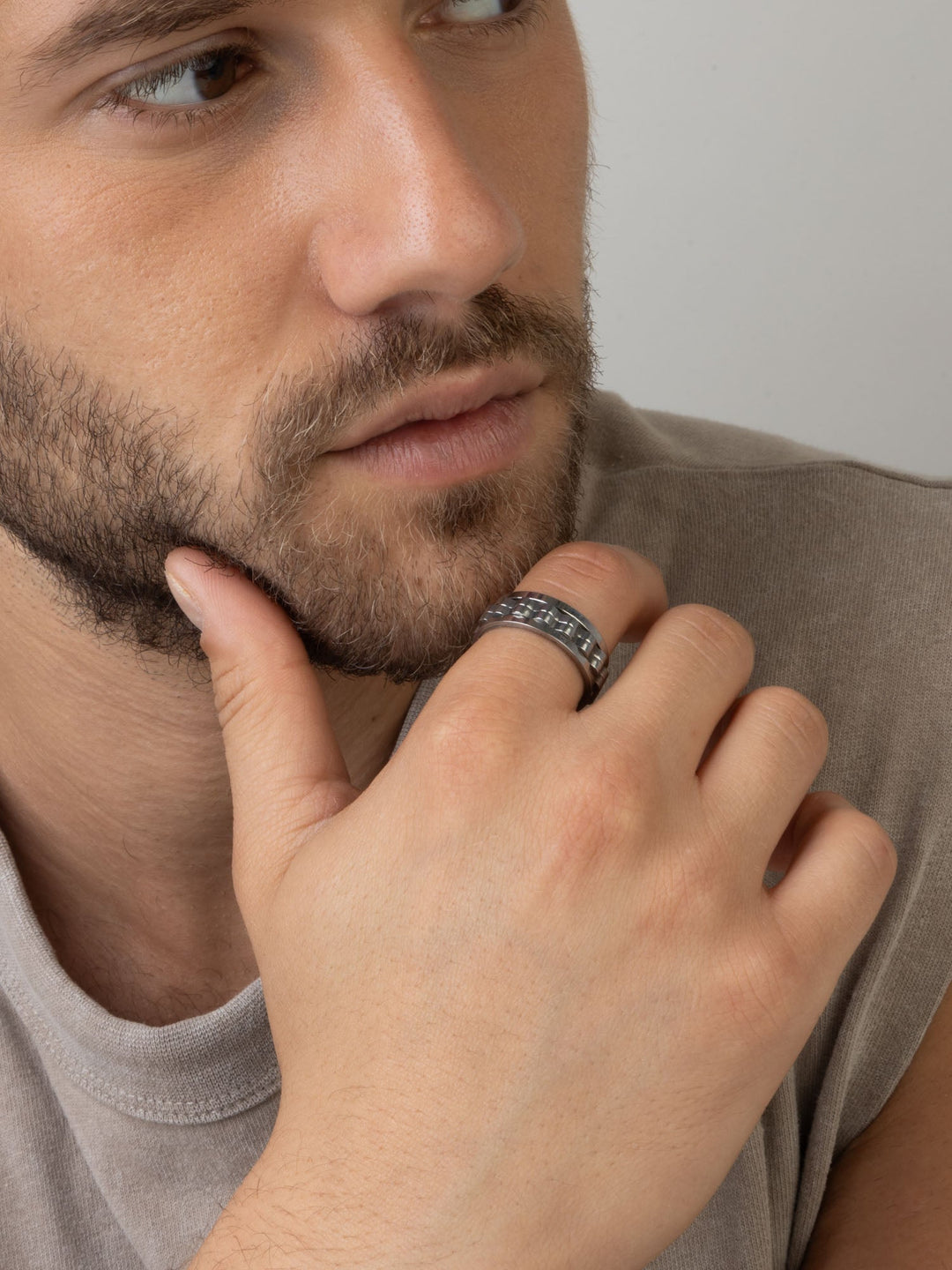 Anel masculino em aço inoxidável