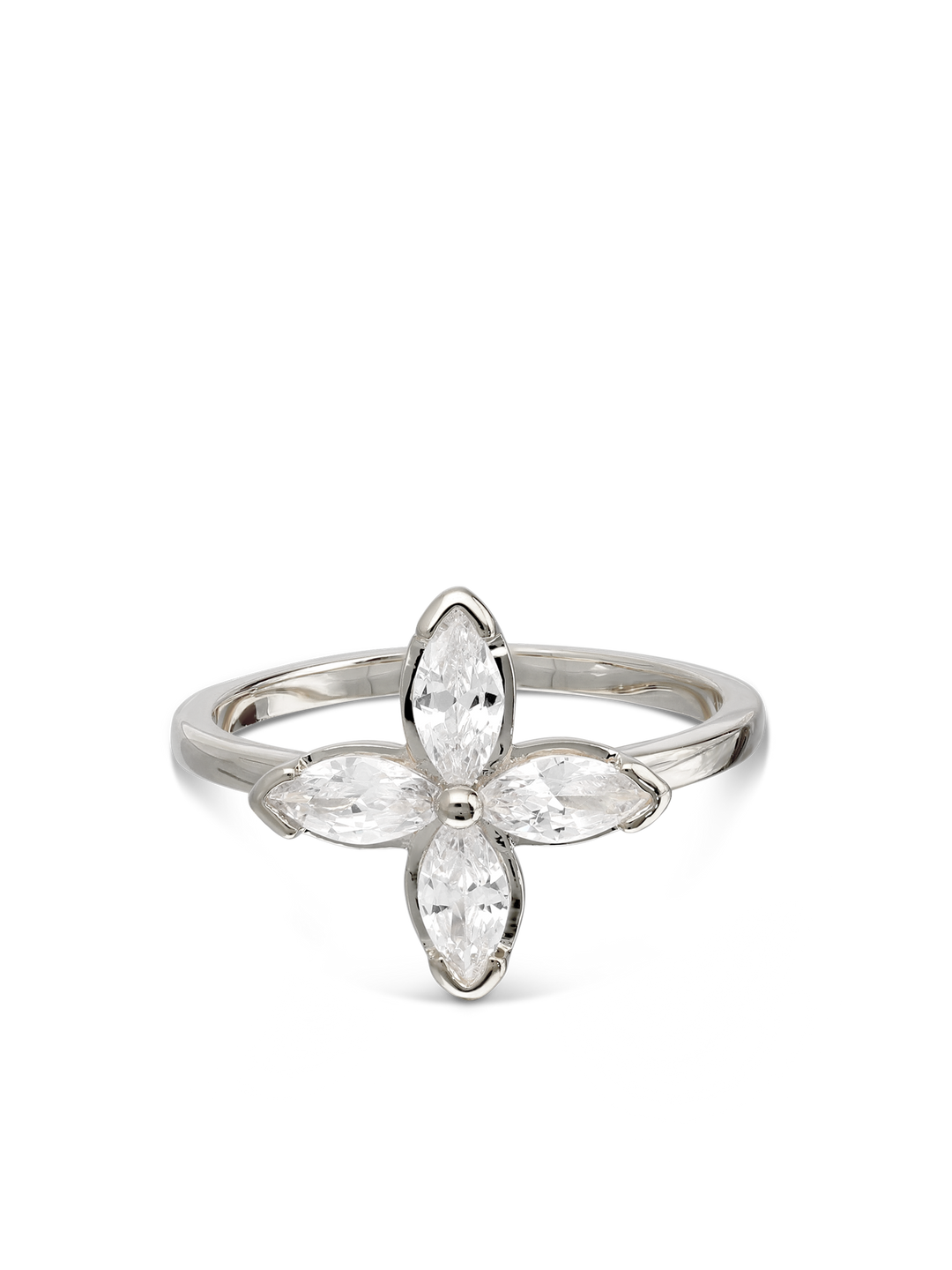 Anel flor em prata 925 com zircónias
