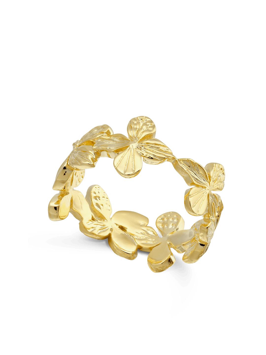 Anel flores banhado a ouro