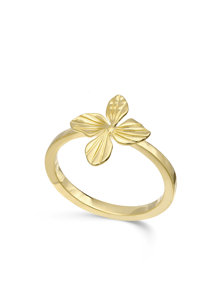 Anel flor banhado a ouro