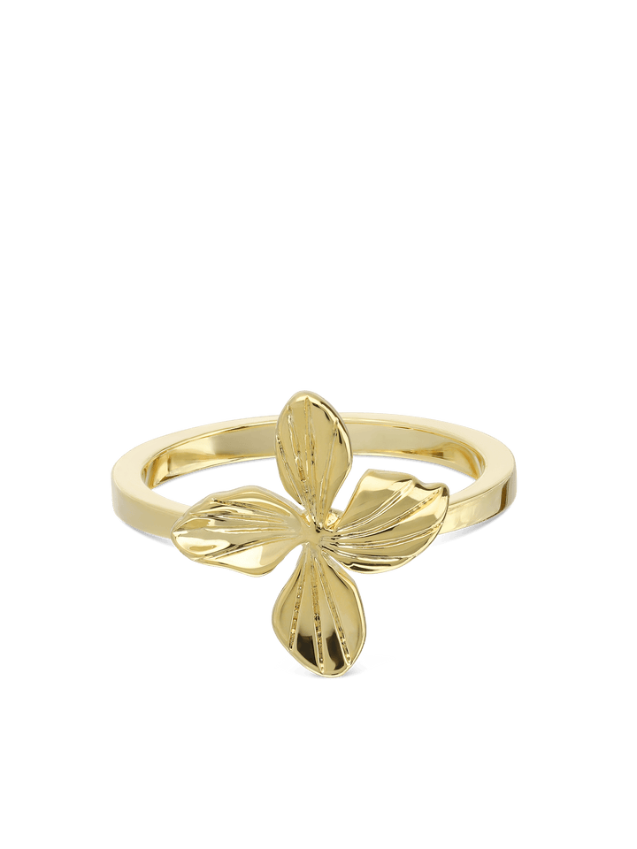 Anel flor banhado a ouro