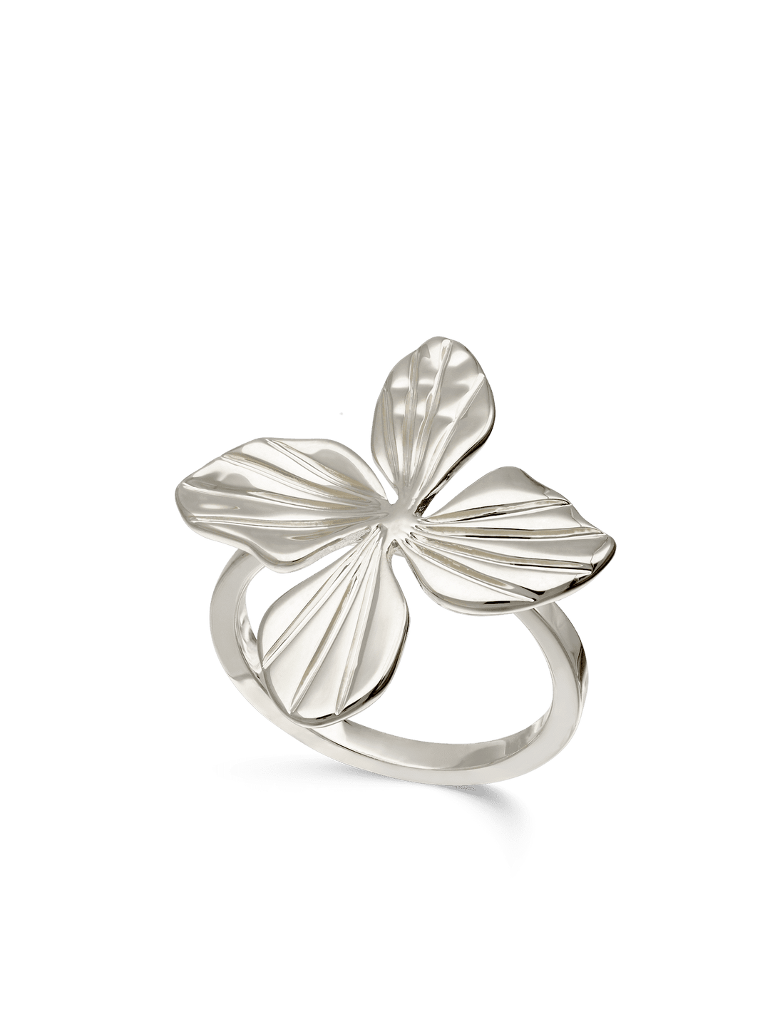 Anel grande flor em prata 925
