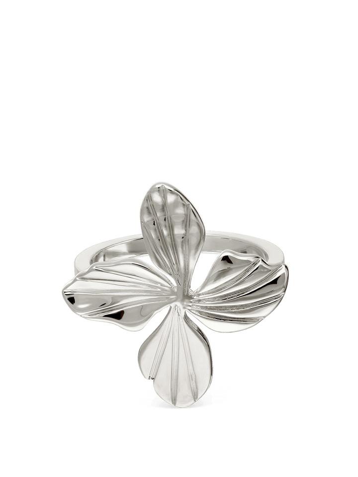 Anel grande flor em prata 925