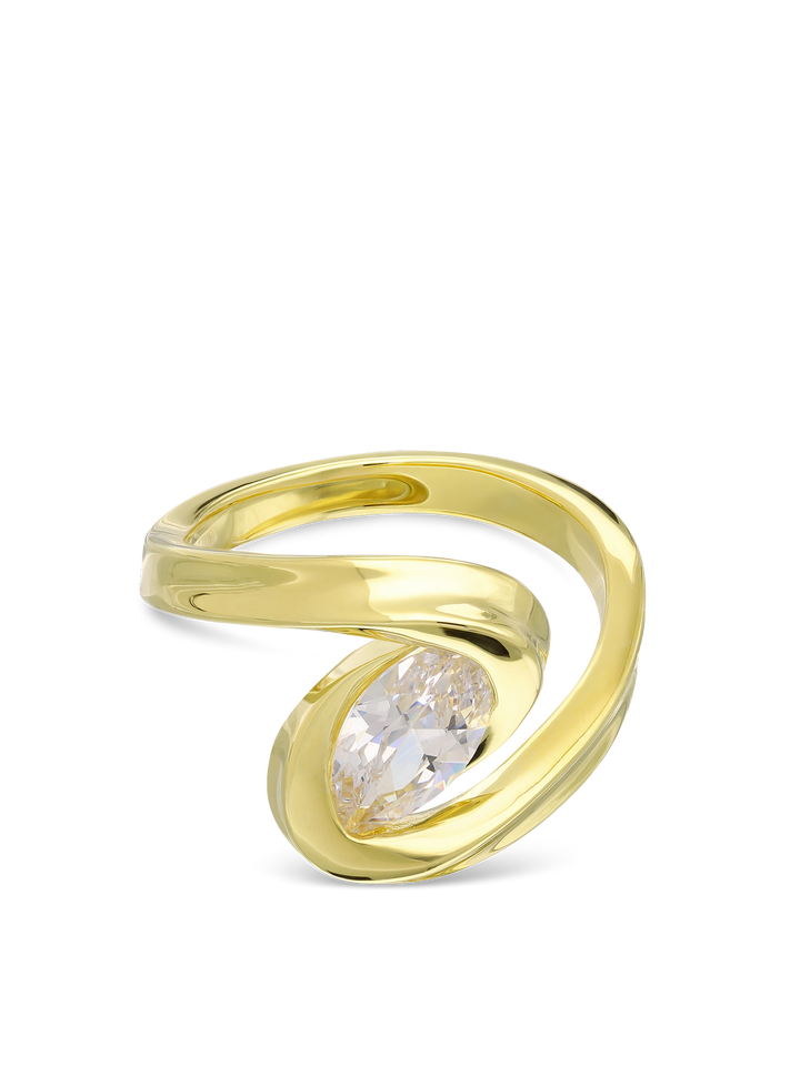 Anel banhado a ouro com zircónia