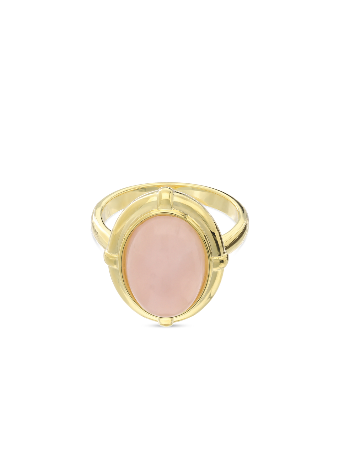 Anel grande vintage banhado a ouro com quartzo rosa