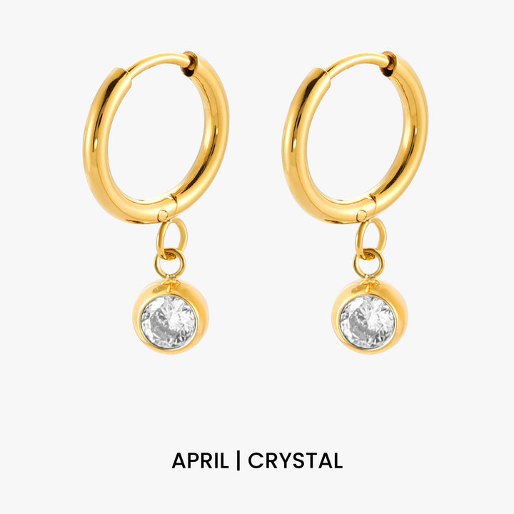 Birthstone Charm Hoops