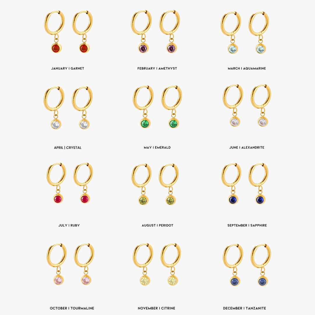 Birthstone Charm Hoops