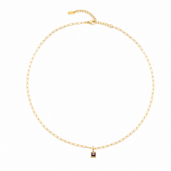 Paperclip Birthstone Necklace