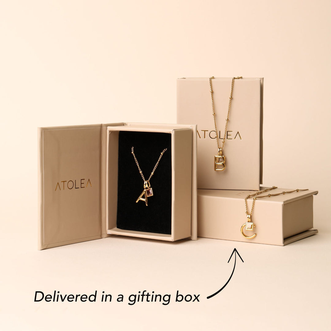 Initial & Birthstone Charm Necklace
