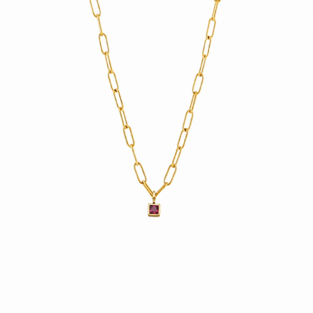 Paperclip Birthstone Necklace