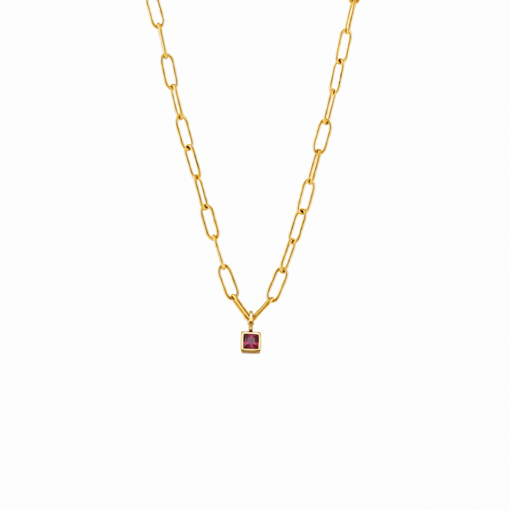 Paperclip Birthstone Necklace